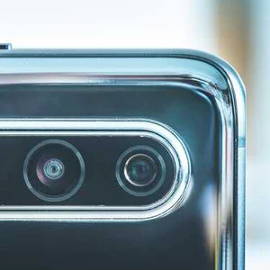 Close-up of a smartphone camera module.