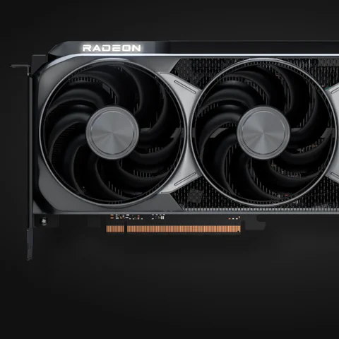 Ilustración editorial de Price2Click con una tarjeta gráfica de tres ventiladores y un monitor 1440p para una guía de compra de GPU.