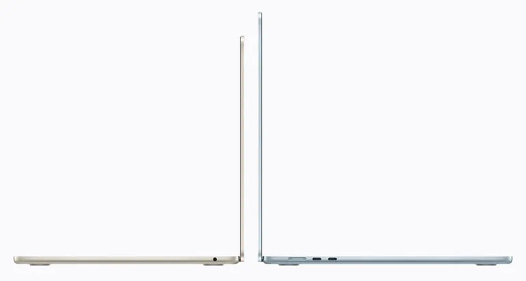 MacBook Air 13-inch and 15-inch side profile product photo.