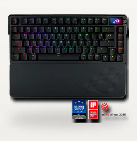 Металлическая клавиатура ASUS ROG Azoth Extreme с подставкой под запястья.