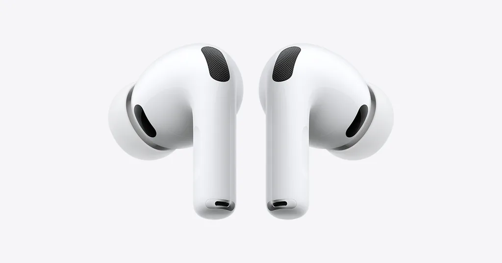 AirPods Pro 3 earbuds and charging case.