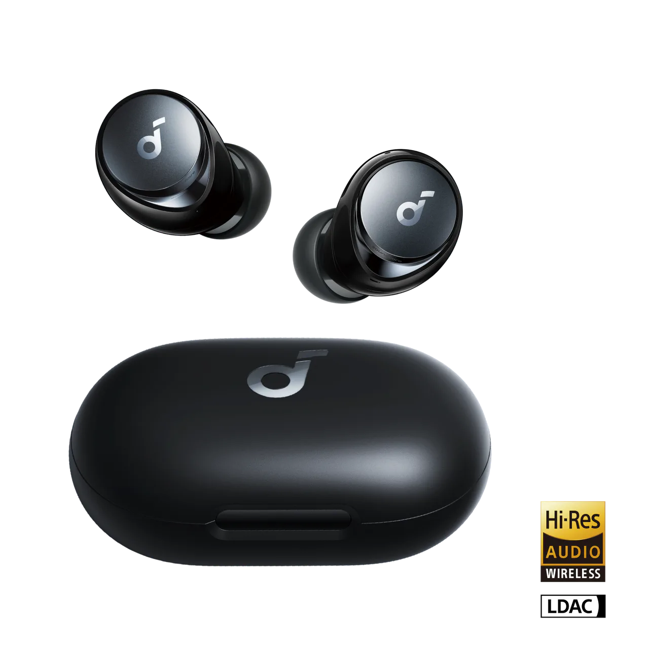 Soundcore Space A40 earbuds and charging case.
