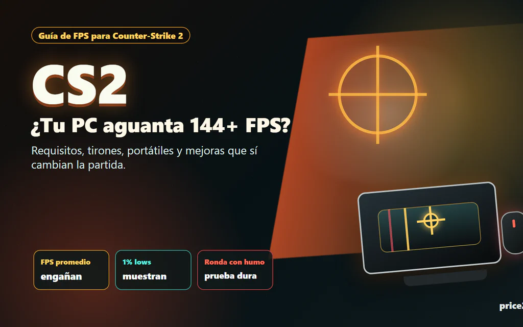 Guía visual para revisar FPS de Counter-Strike 2, CPU, GPU, RAM y cuellos de botella en portátiles.