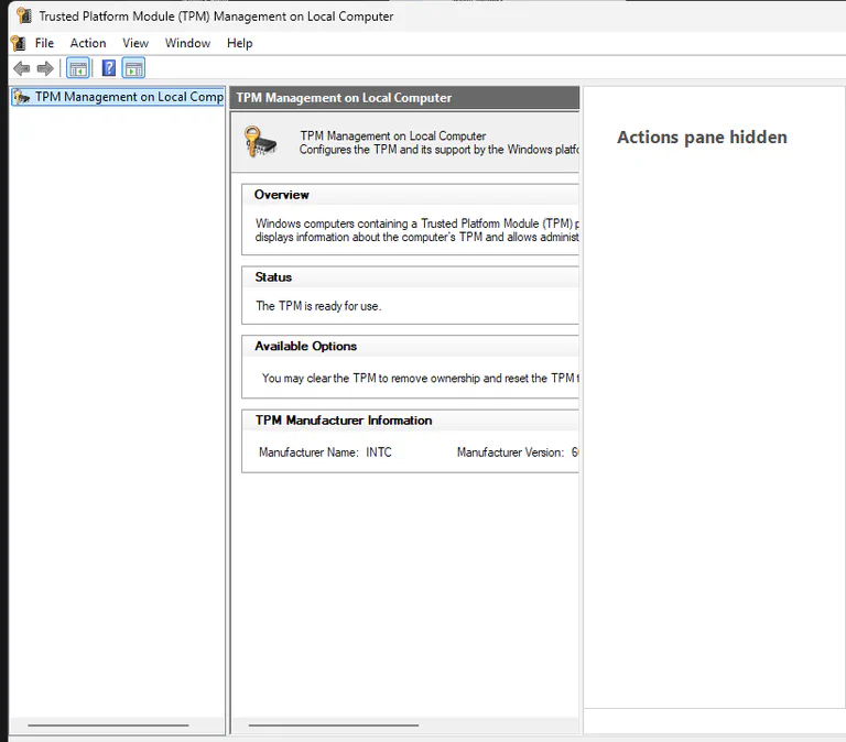 Sanitized Windows Security and TPM status example showing TPM ready, specification version 2.0 and a Secure Boot caution.