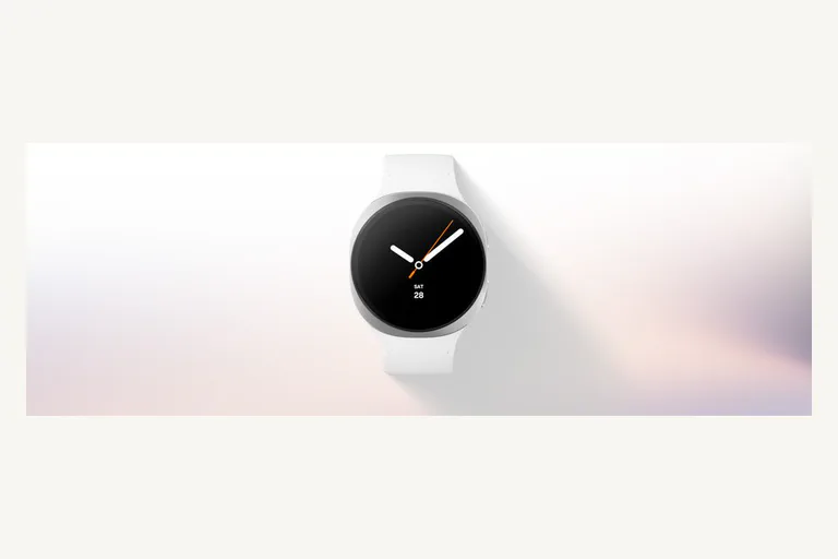 Imagem oficial do Samsung Galaxy Watch8 em fundo claro.