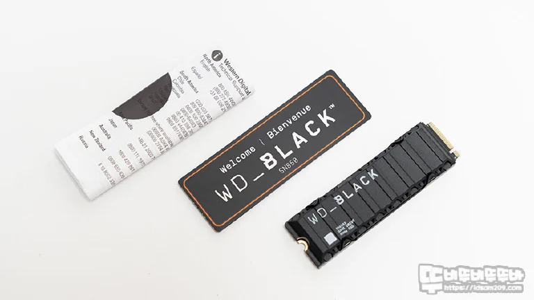 The aggressive, black heatsink of the WD Black SN850X NVMe SSD.