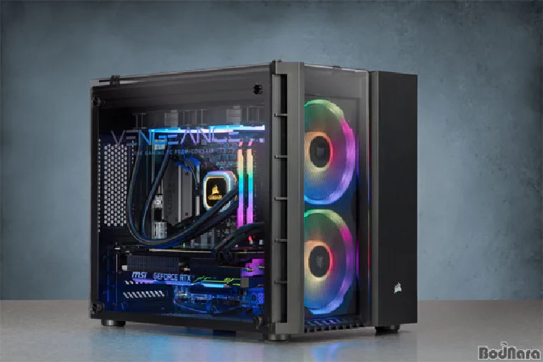 A stunning custom-built gaming PC with RGB lighting and a clean interior, showcasing the result of a successful build.
