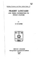 Prakrit Languages and Their Contribution to Indian Culture